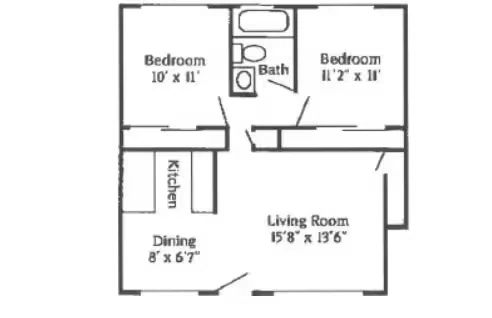 2B 1B Standard J36 floor plan